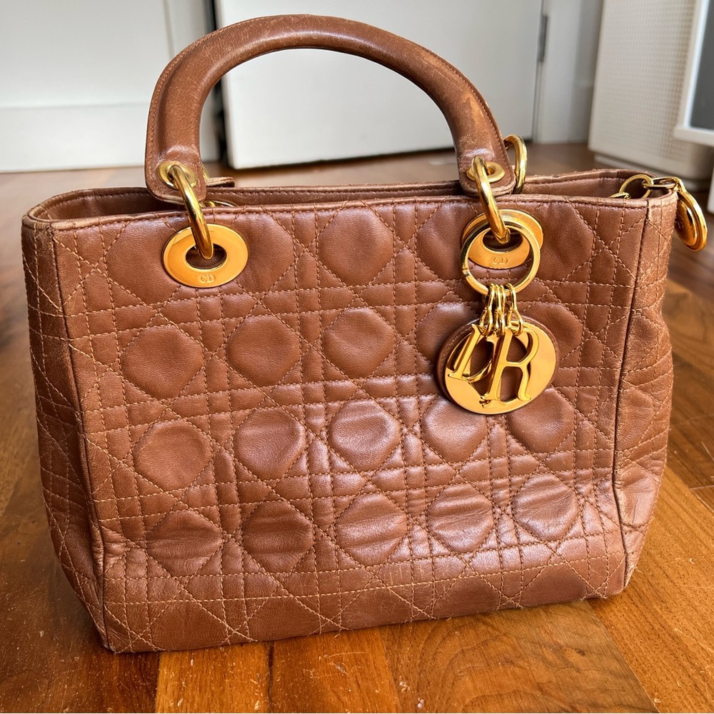 Christian Dior Cannage Lady Dior Patent Leather Medium